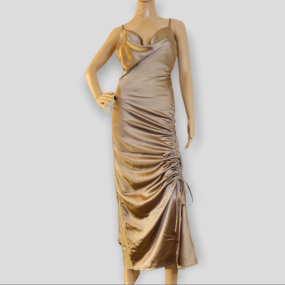 Sexy Split Ruched Women’s Nude Body Dress New